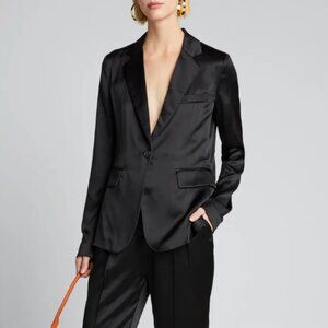Nili Lotan Sophia Silk Blazer Jacket Black Size 4